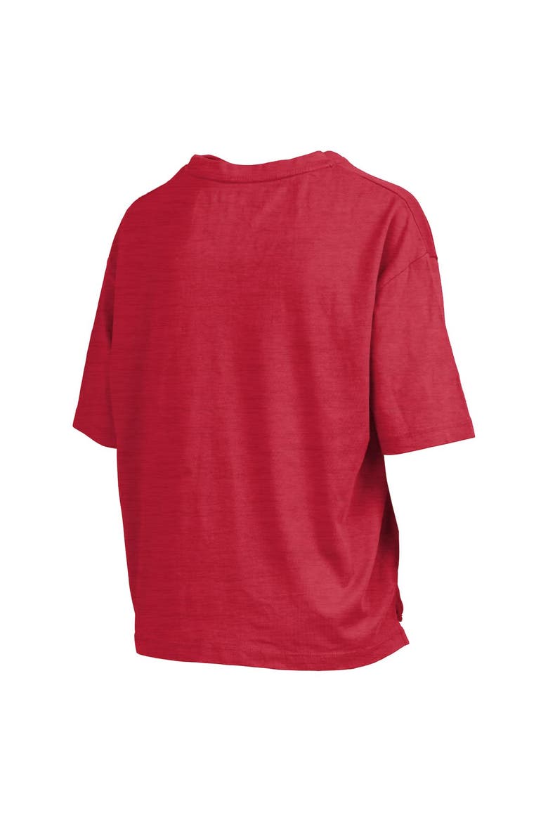 Women's Pressbox Scarlet Nebraska Huskers Nelson Arch Over Logo Waist Length Oversized Slub T-Shirt, Alternate, color, Scarlet