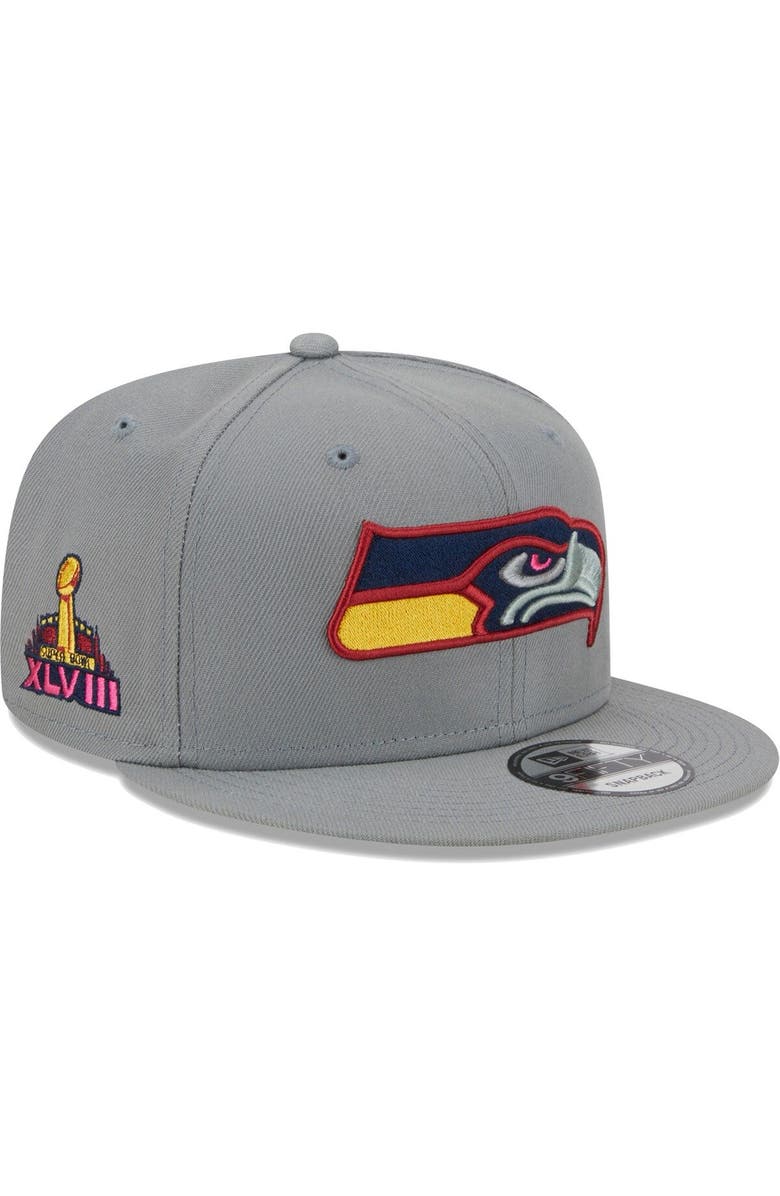 New Era Men's New Era  Gray Seattle Seahawks Color Pack Multi 9FIFTY Snapback Hat, Main, color, 
