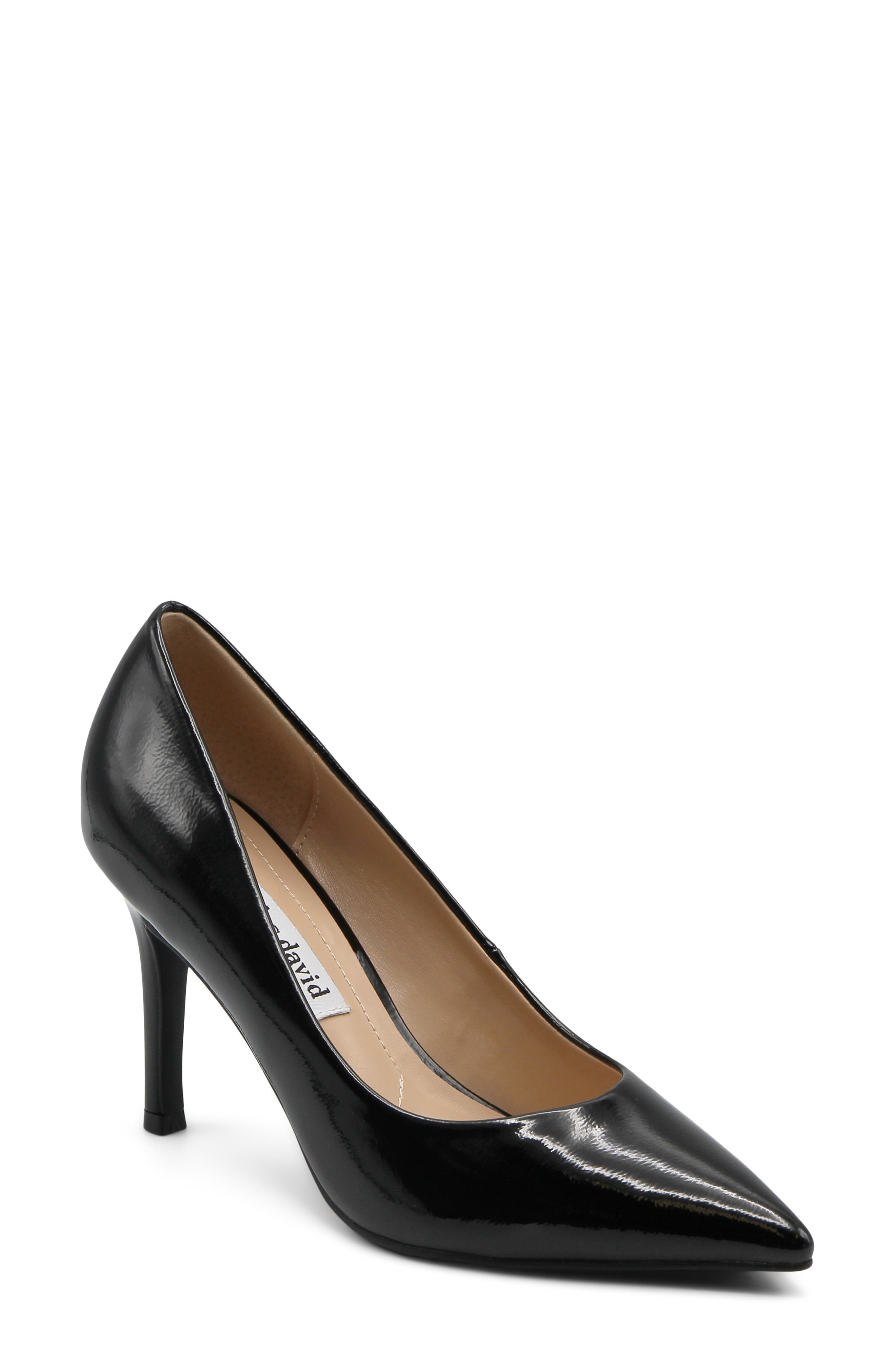 Charles David Geno Pointed Toe Pump, Main, color, Black Patent