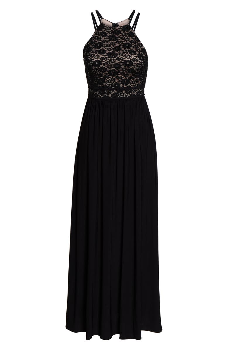 Morgan & Co. Lace & Chiffon A-Line Gown, Alternate, color,