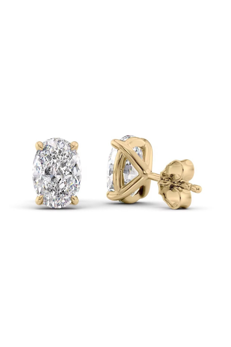 Elena Oval Moissanite Vermeil Stud Earrings, Alternate, color, Gold