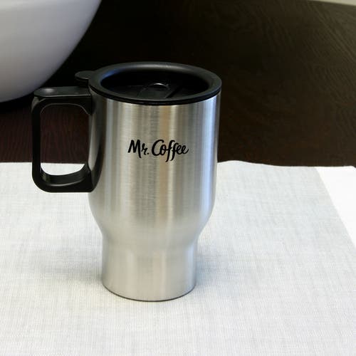 Mr Coffee Expressway 13.5 Ounce Stainless Steel Thermal Travel Mug Cup With Lid In Silver