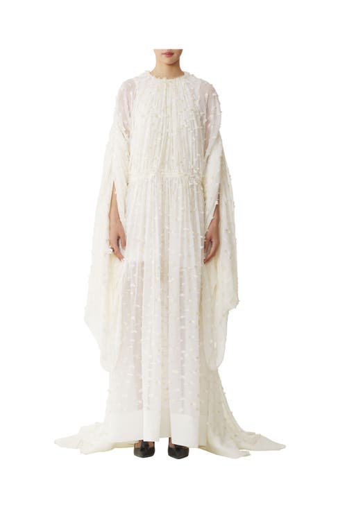Lanvin Long Dress In Plumetis Silk In White