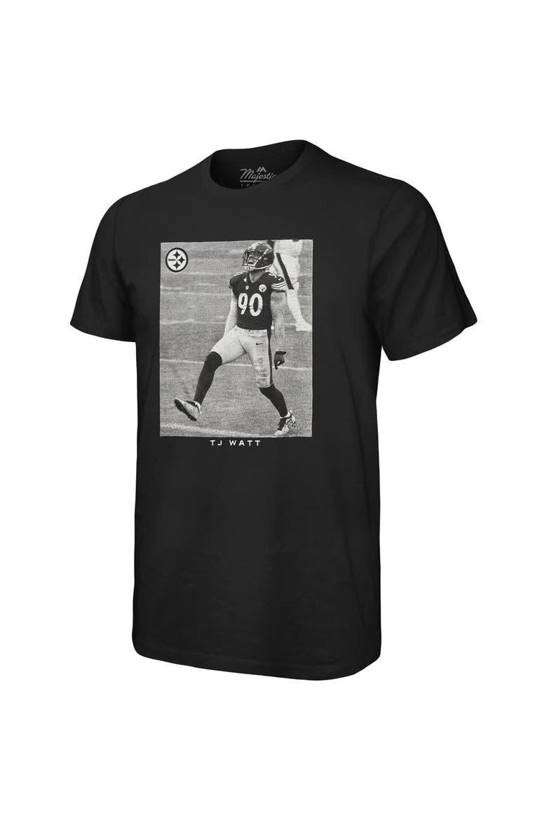 Men's Majestic Threads T.J. Watt Black Pittsburgh Steelers Oversized Player Image T-Shirt, Alternate, color, Black