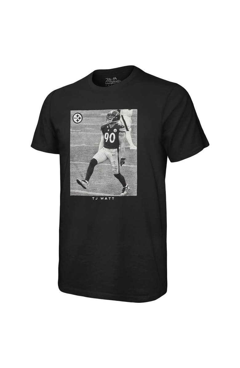 Majestic Threads Men's Majestic Threads T.J. Watt Black Pittsburgh Steelers Oversized Player Image T-Shirt, Alternate, color, 