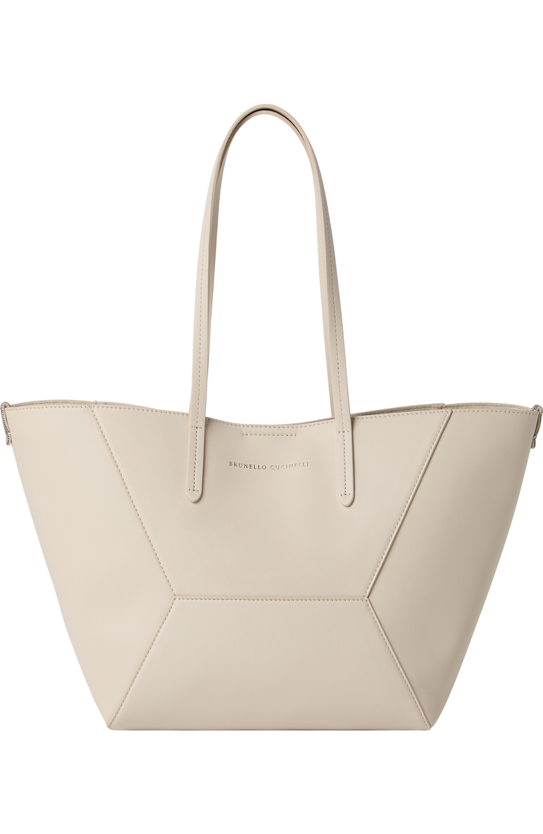 Brunello Cucinelli Calfskin small BC Duo bag, Main, color, Ivory