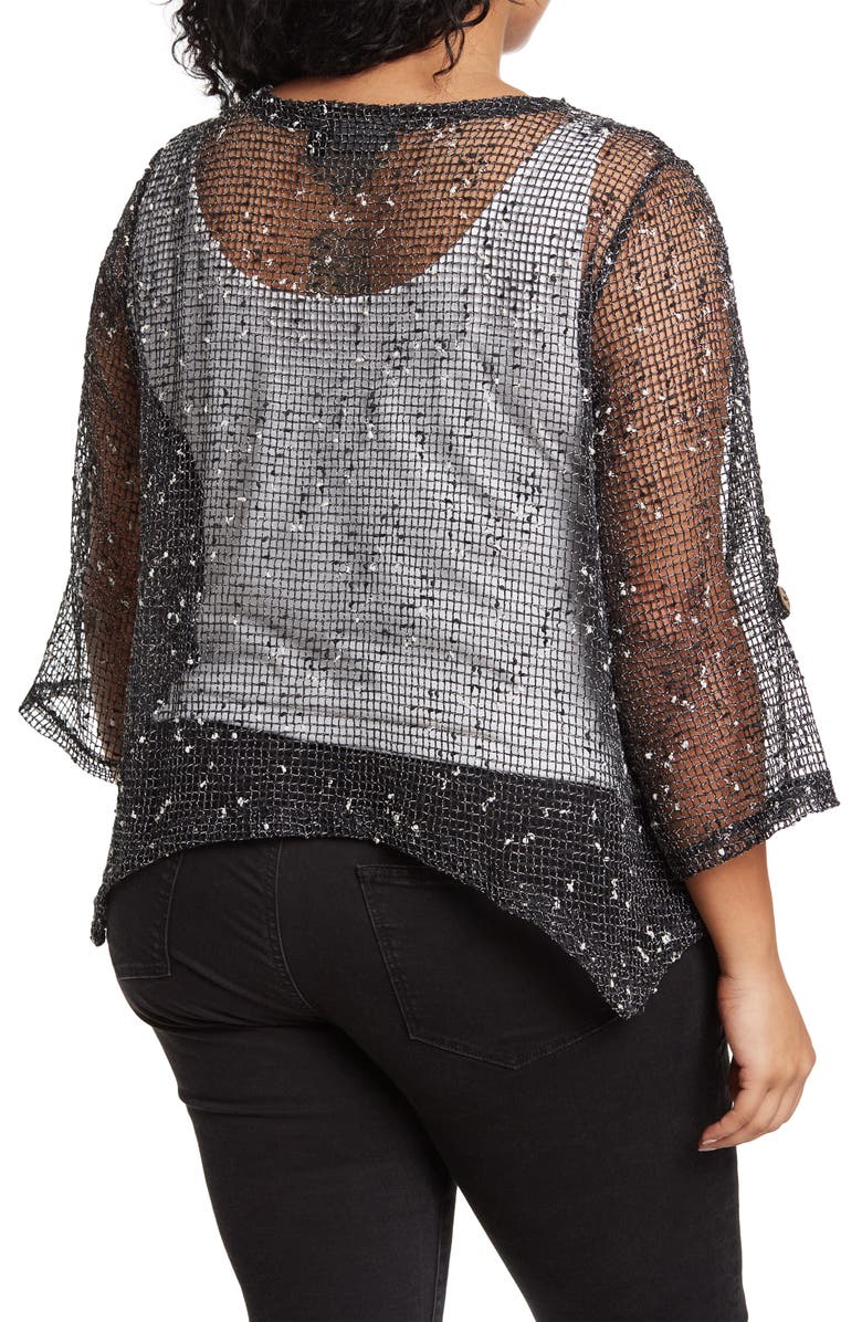 Nina Leonard Coconut Mesh Cardigan, Alternate, color, 