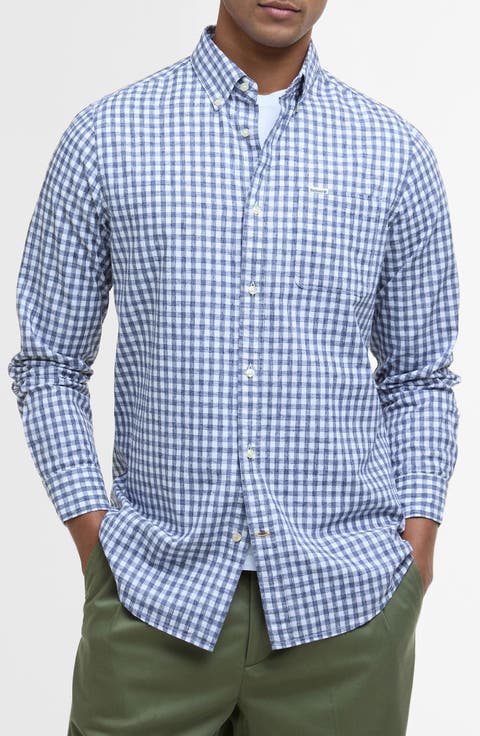 Kanehill Tailored Fit Gingham Button-Down Shirt