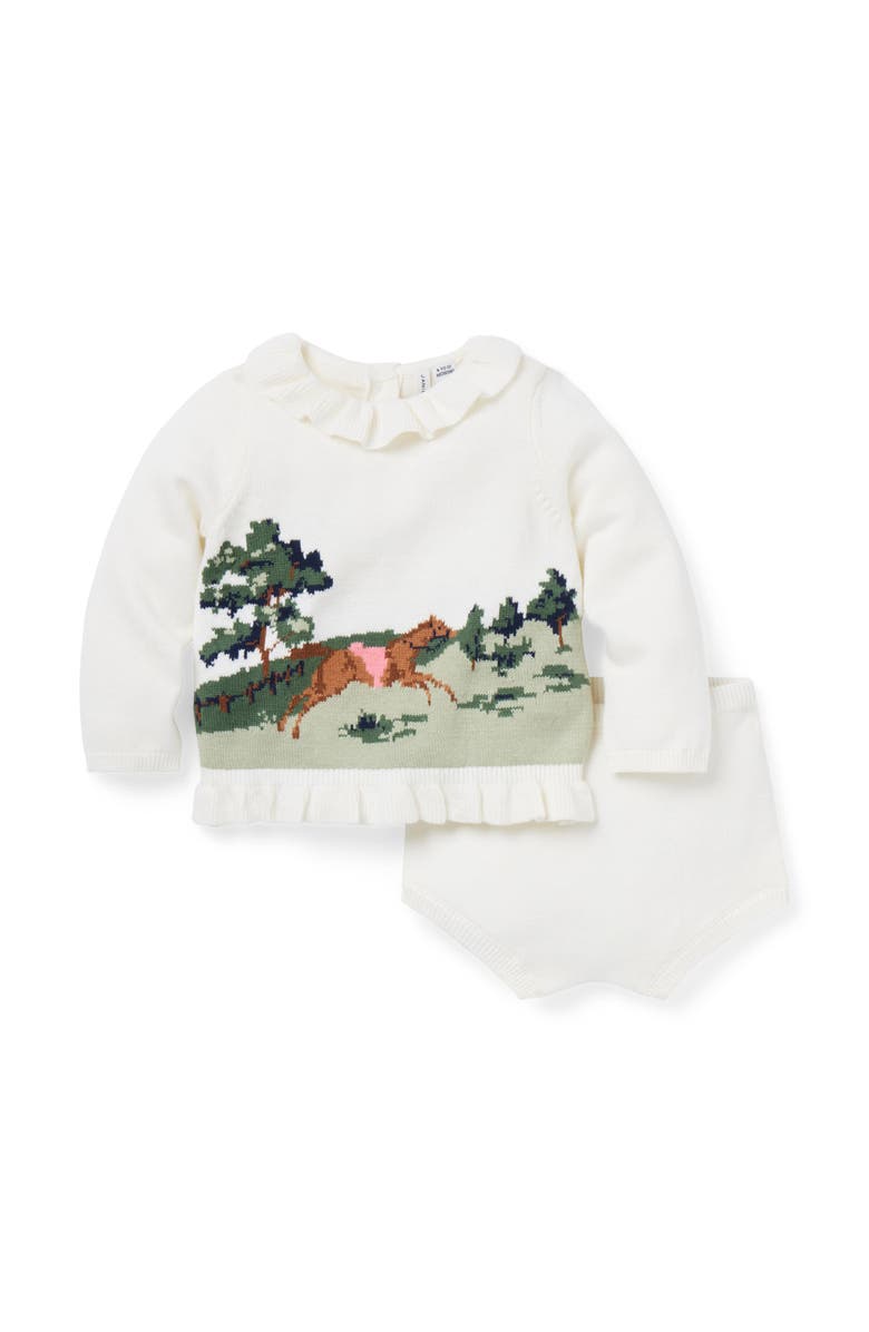 Janie and Jack Baby Horse Matching Sweater Set, Main, color, 
