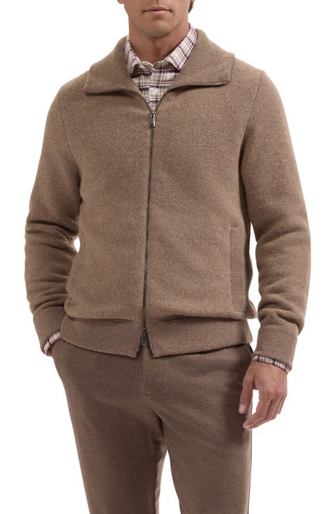 Wool Blend Full Zip Sweater Jacket