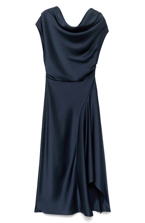 Mango Asymmetric One-shoulder Midi Dress In Blue