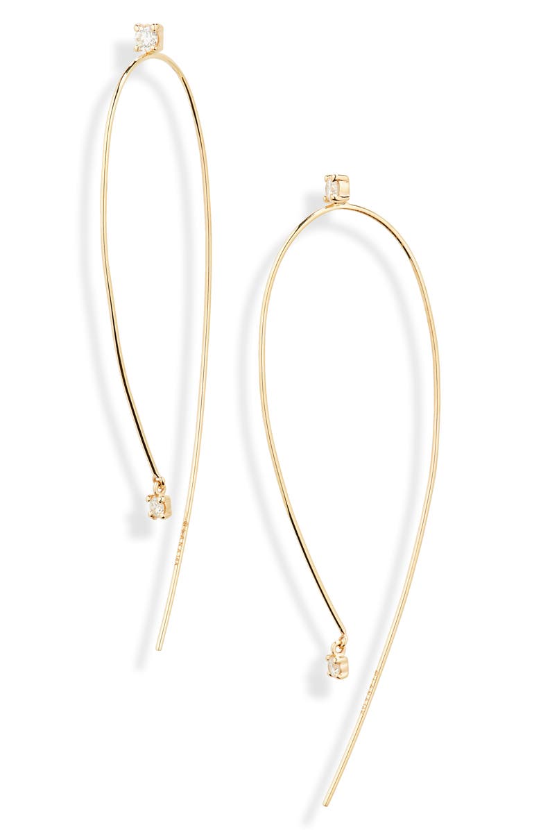 LANA 14K Gold Diamond Wire Hoop Earrings, Main, color, Yellow Gold