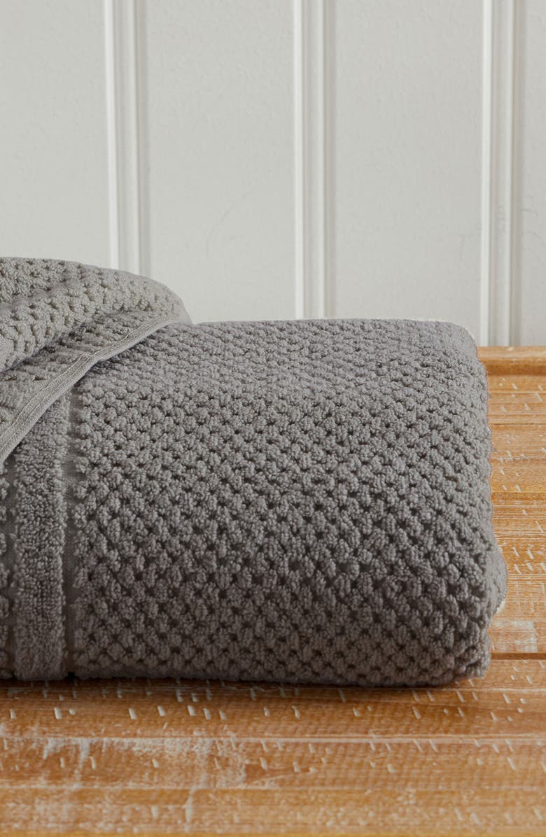 Woven & Weft Checkered Texture Cotton Washcloths, Alternate, color, Dark Grey