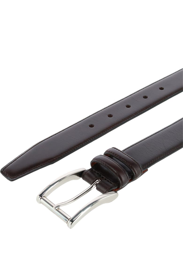 Lorenzo 32mm Dropped Edge Leather Dress Belt, Alternate, color, Dark Brown