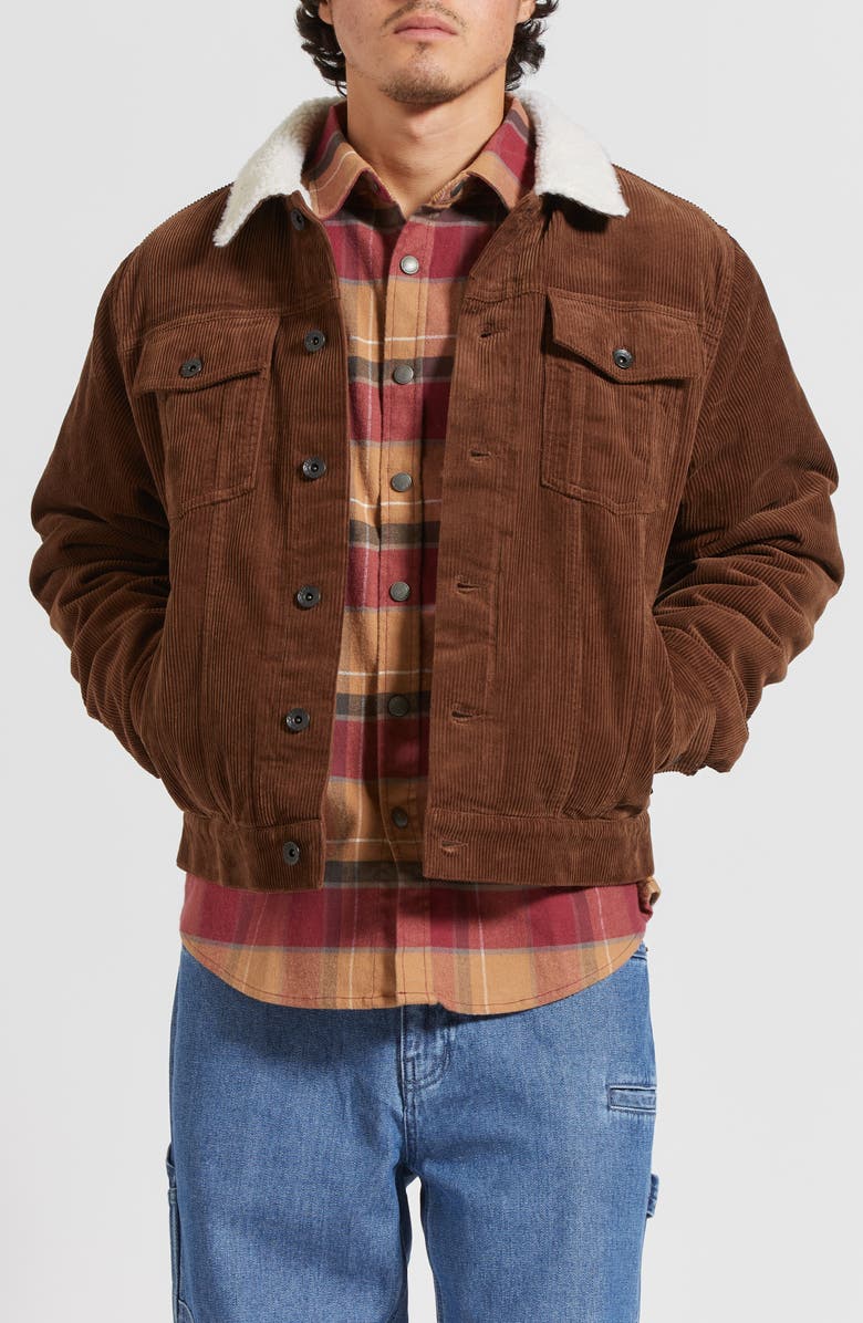 Brixton High-Pile Fleece Lined Corduroy Trucker Jacket, Main, color, 