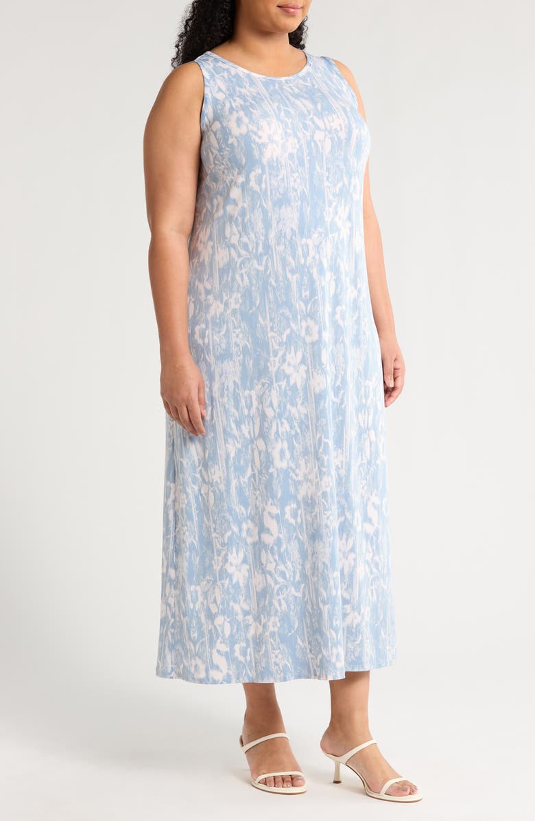 Vince Camuto Print Sleeveless Maxi Dress, Alternate, color, Lake Breeze