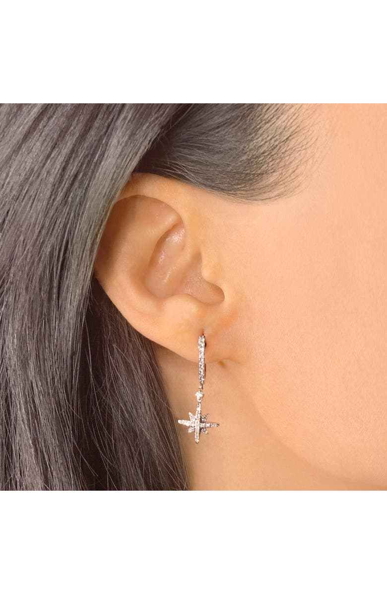 LuvMyJewelry Supernova Sterling Silver Diamond Hoop Earring, Alternate, color, 