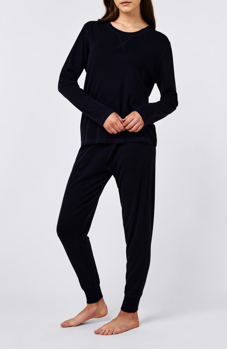 Papinelle Pia Cotton Blend Pajamas, Alternate, color, Navy