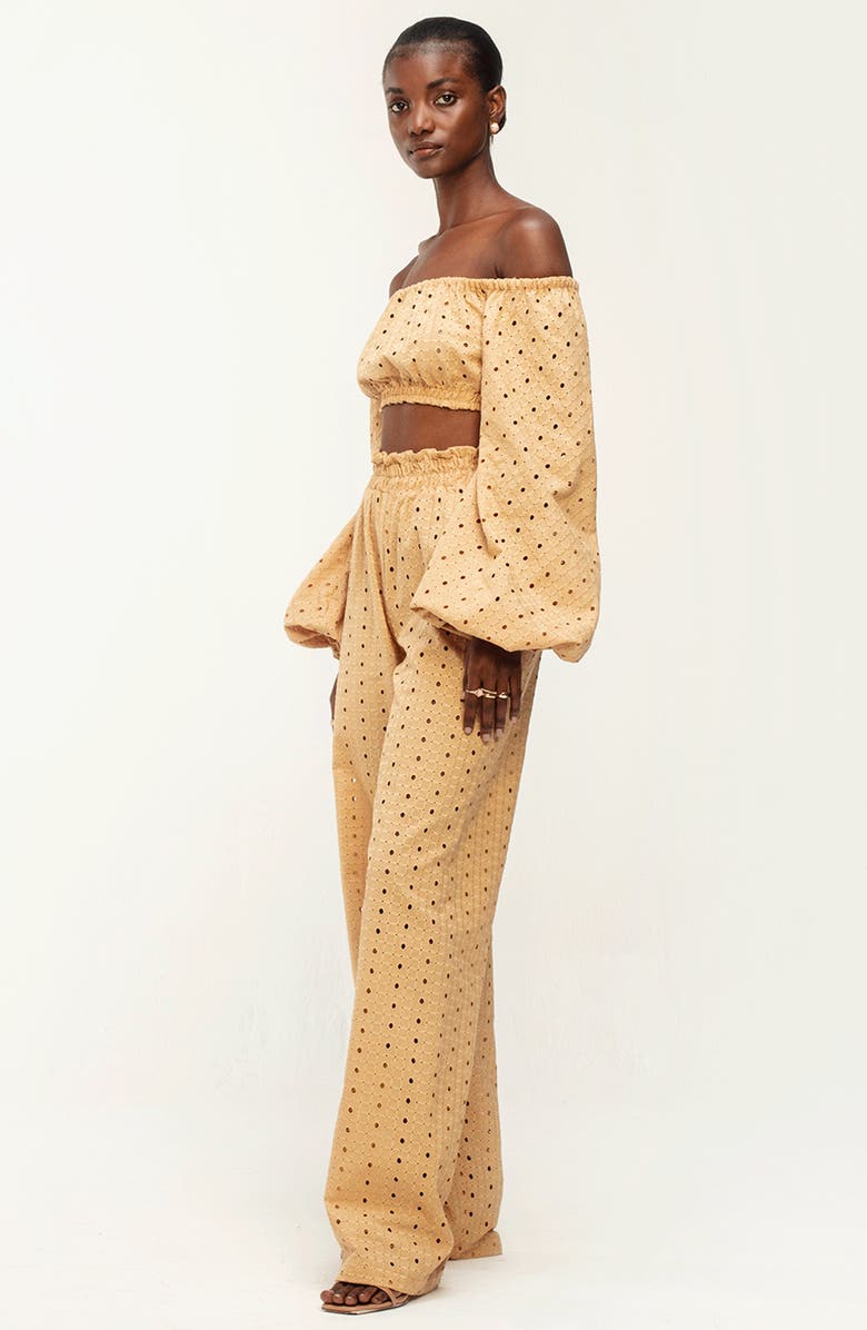 DIARRABLU Leer Nar Eyelet Wide Leg Pants, Alternate, color,