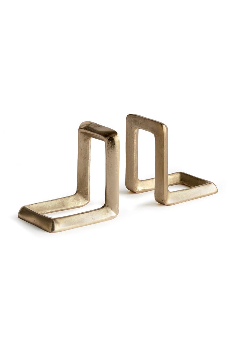 Strofi Decorative Gold Finish Premium Quality Bookends, Set of 2, Main, color, Gold