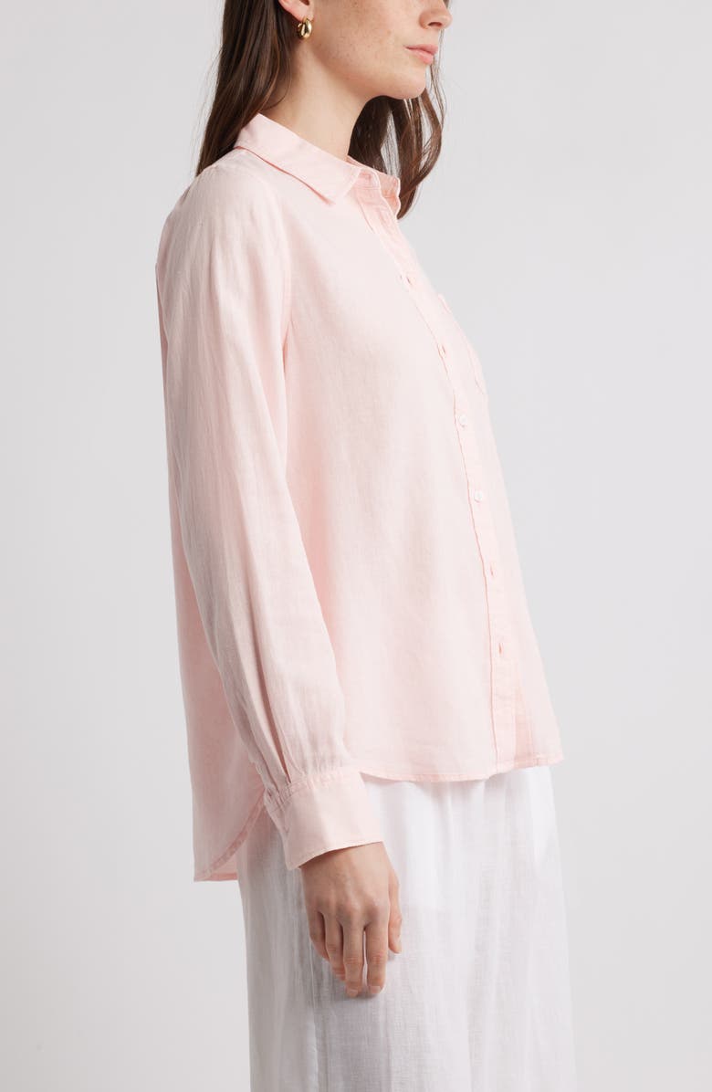 Caslon<sup>®</sup> Linen Blend Button-Up Shirt, Alternate, color, Pink Balm