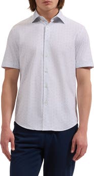 Bugatchi Miles OoohCotton Tech Geometric Print Short Sleeve Shirt
