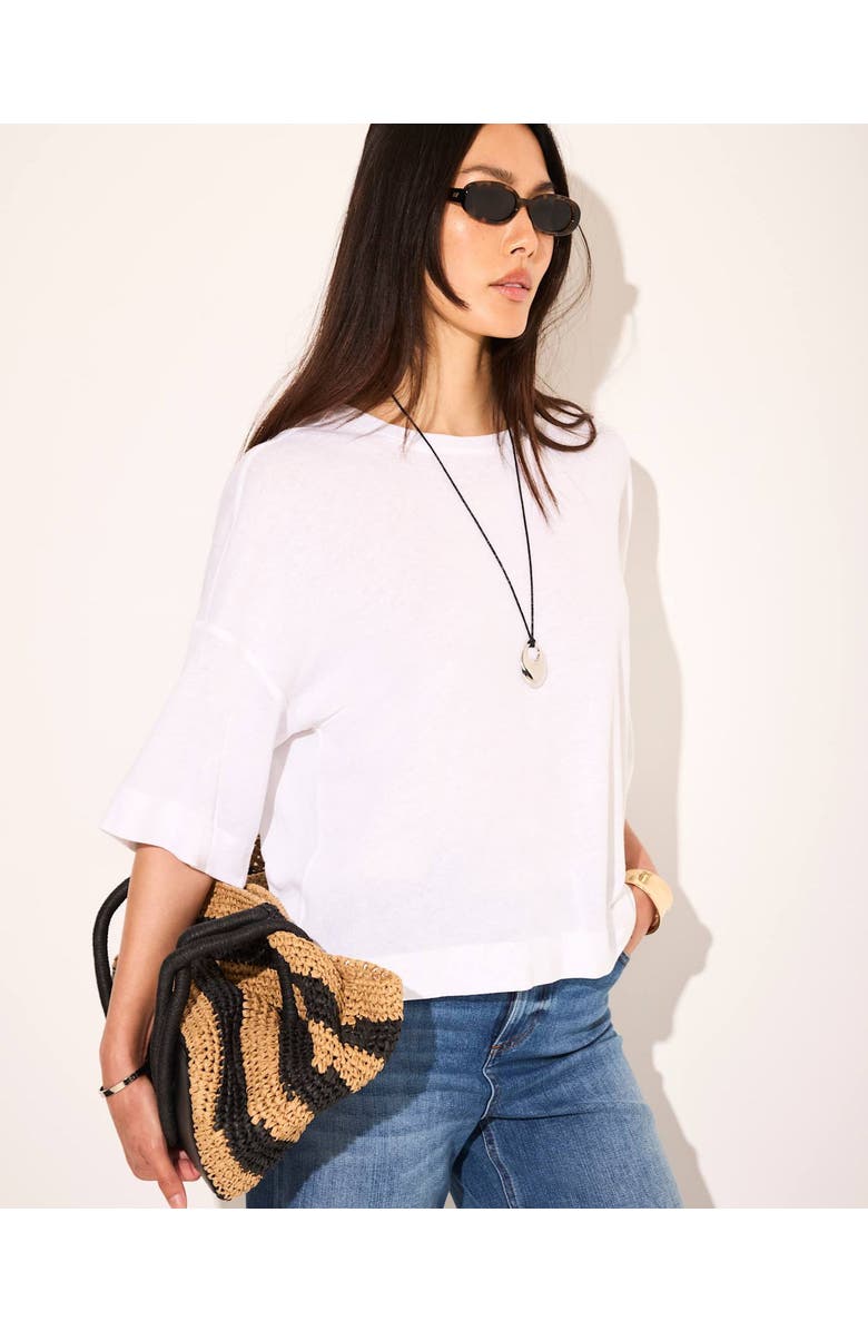 MINT VELVET Linen Blend Boxy T Shirt, Alternate, color, Ivory