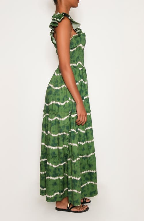 The Lulo Project Sunset Print Smocked Stretch Cotton Maxi Dress