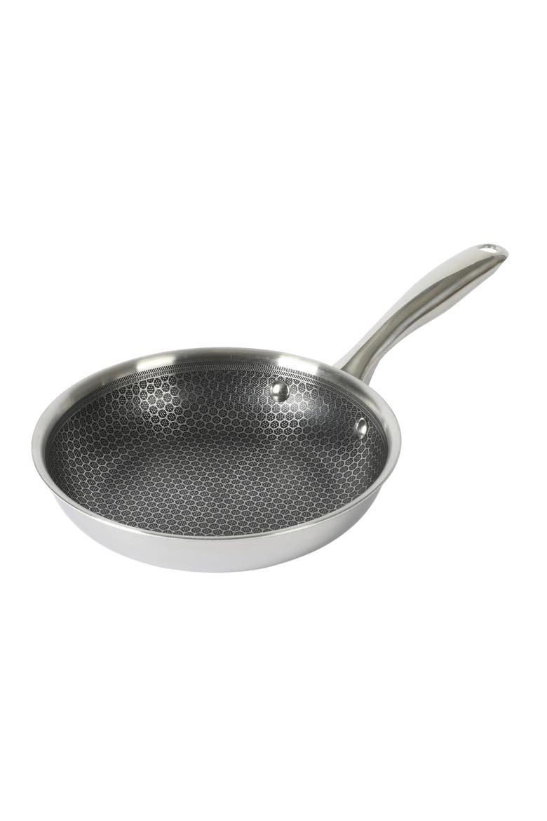 Modessa 8 Inch Nonstick Triply Stainless Steel Frying Pan, Main, color, Metallic Silver