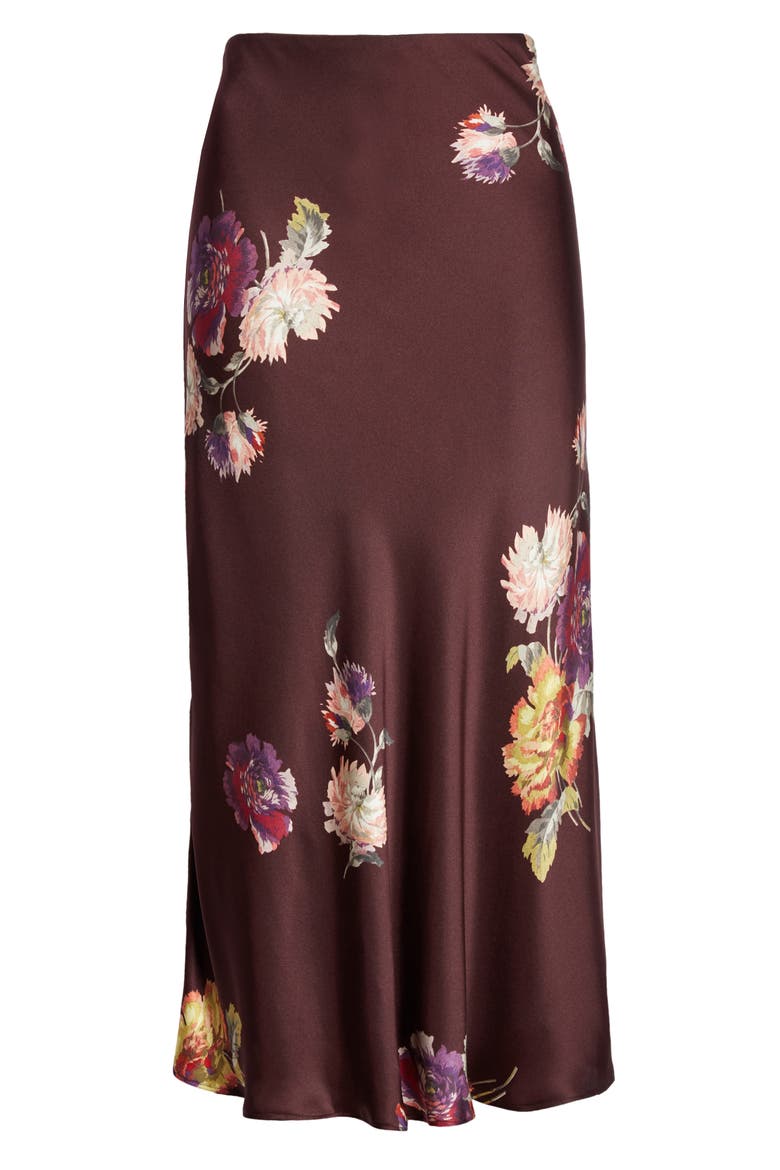 Simone Fleur Silk Charmeuse Bias Cut Skirt, Alternate, color, CURRANT