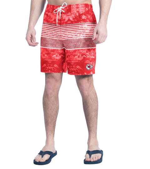 Men's G-III Sports by Carl Banks  Red/Gray Kansas City Chiefs Horizon Volley Swim Shorts