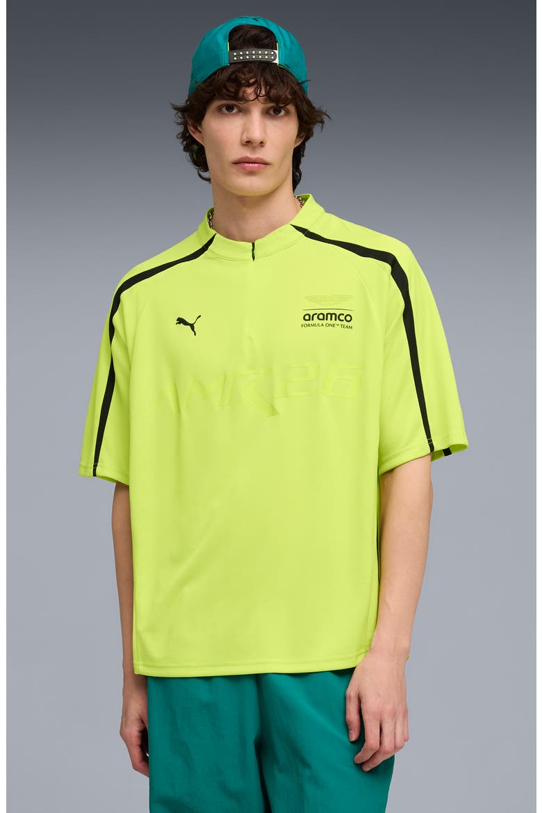 x AMF1 Lifestyle Short Sleeve Quarter Zip Jersey, Alternate, color, LIME SHIMMER