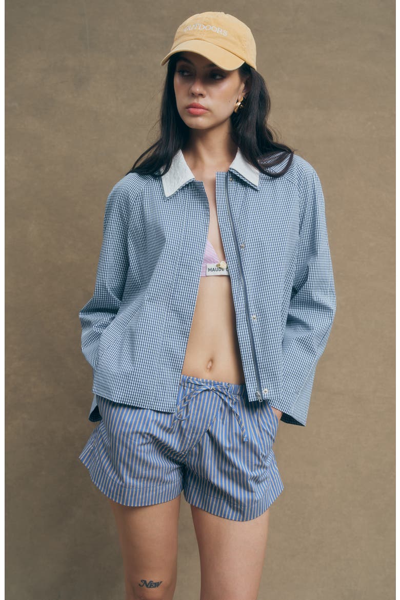 Milton Cotton Gingham Jacket, Alternate, color, NAVY PLAID