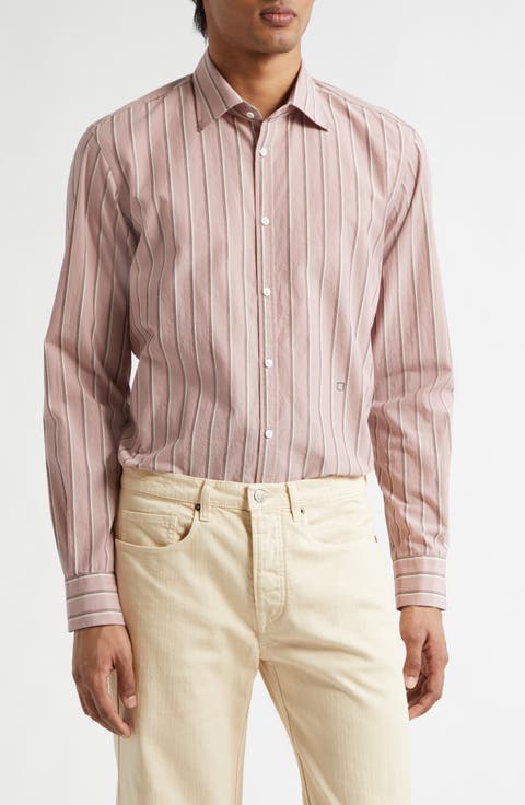 Genova Stripe Cotton Button-Up Shirt