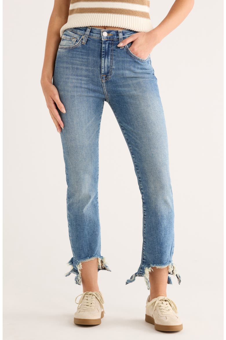 High Waist Slim Kick Flare Distressed Jeans, Main, color, ELORA