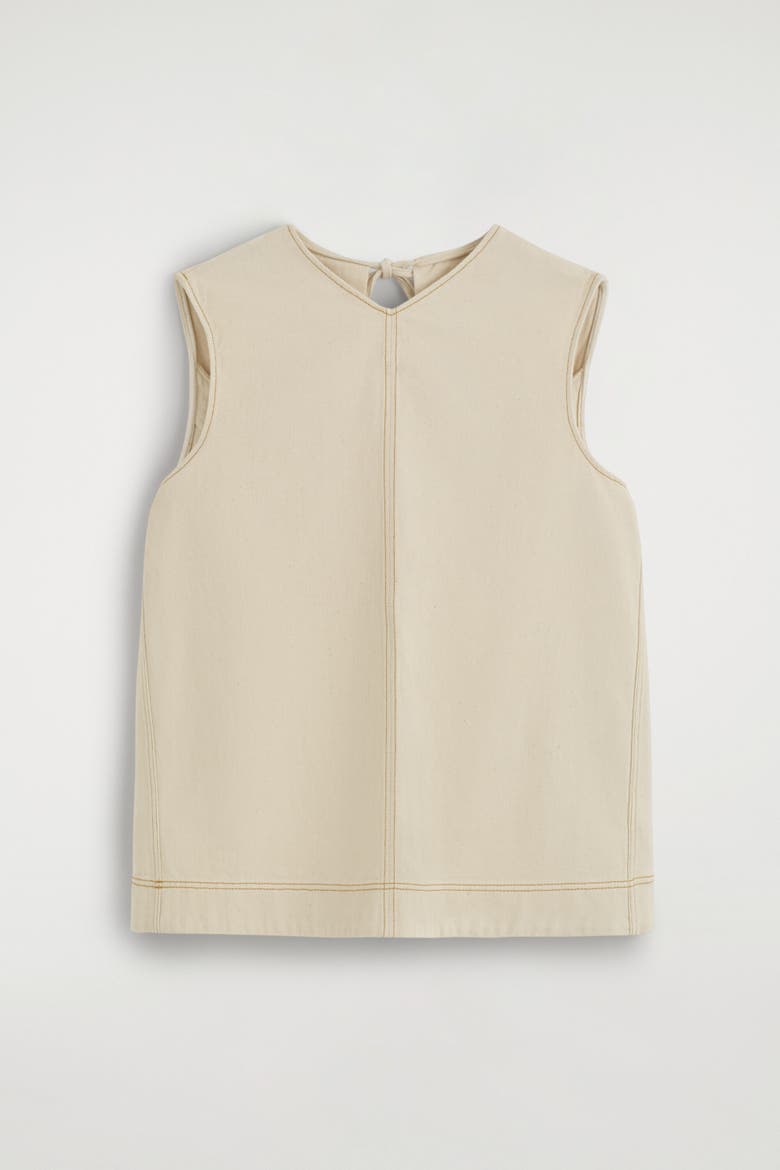 V-neck Open-back Denim Top, Alternate, color, ECRU
