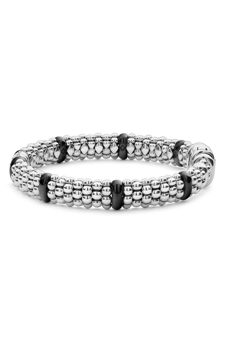 LAGOS Black Caviar Diamond 2-Link Bracelet, Alternate, color, Silver/ Black Ceramic/ Diamond