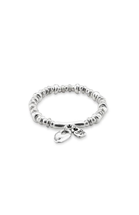 Sterling silver-plated beaded bracelet with charms