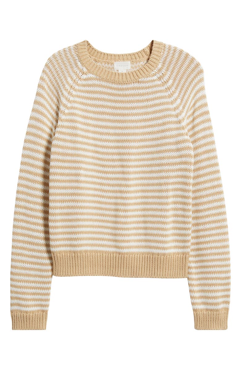 Caslon<sup>®</sup> Stripe Pima Cotton Sweater, Alternate, color, Tan- Ivory Emily Stripe