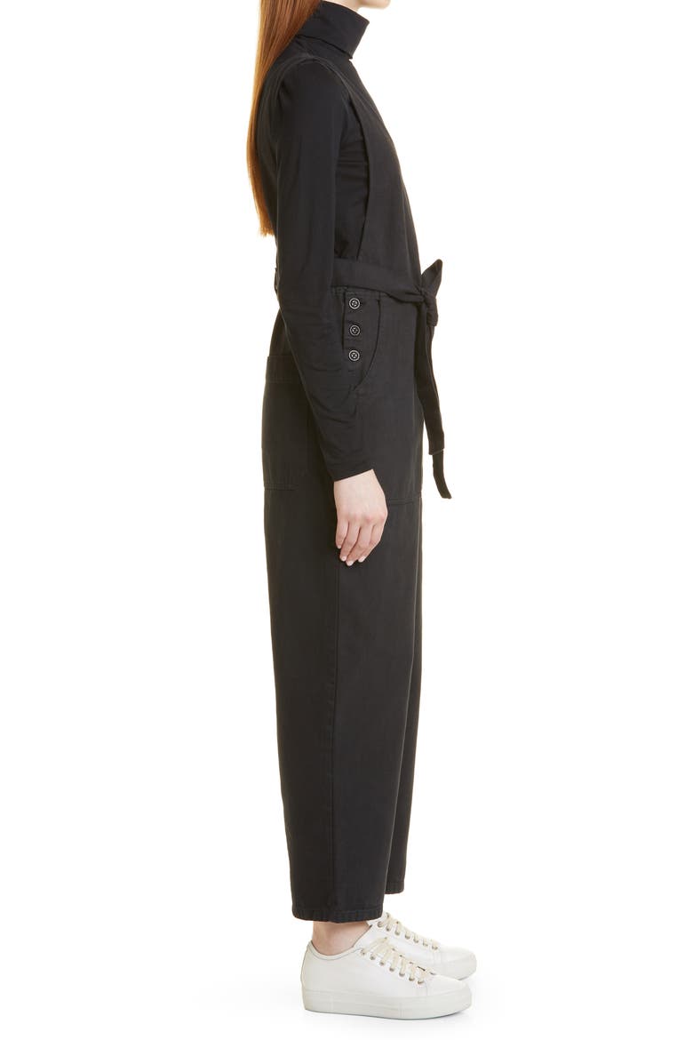 Ollie Denim Overalls, Alternate, color, BLACK