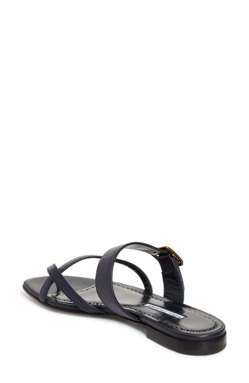 Manolo Blahnik Thalusa Flat Sandal In Navy