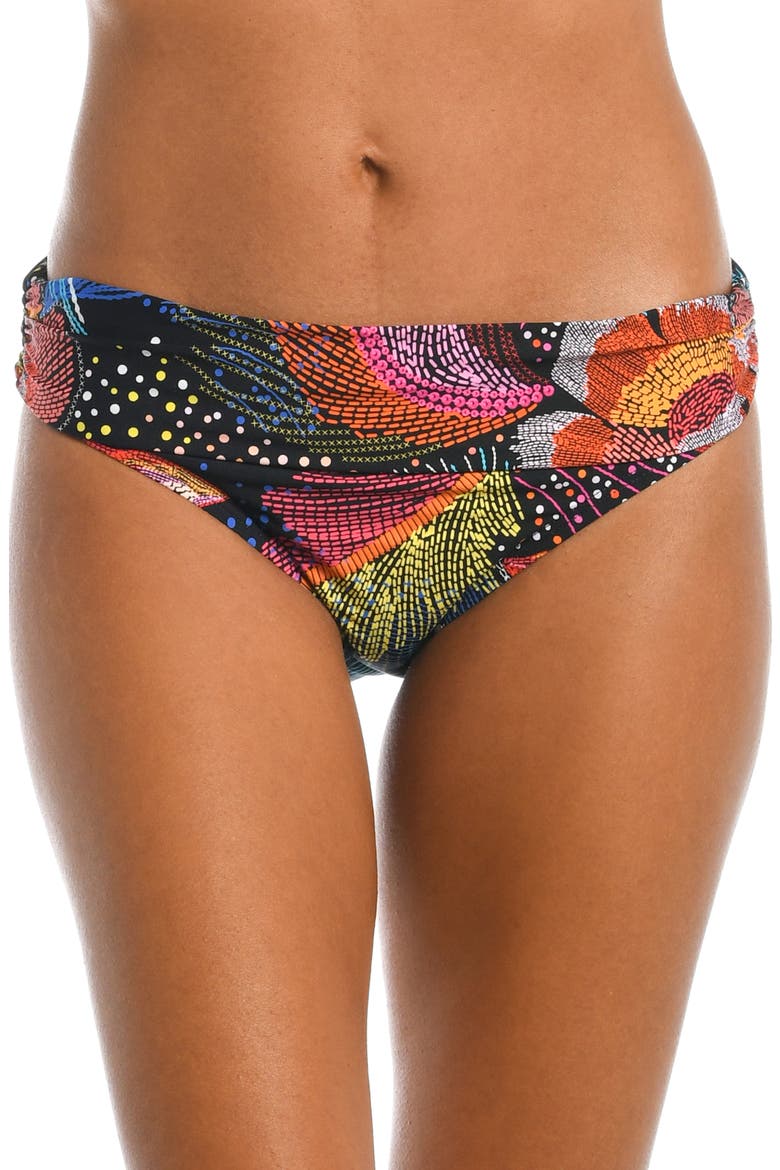 Sunlit Shirred Bikini Bottoms, Main, color, PINK MULTI