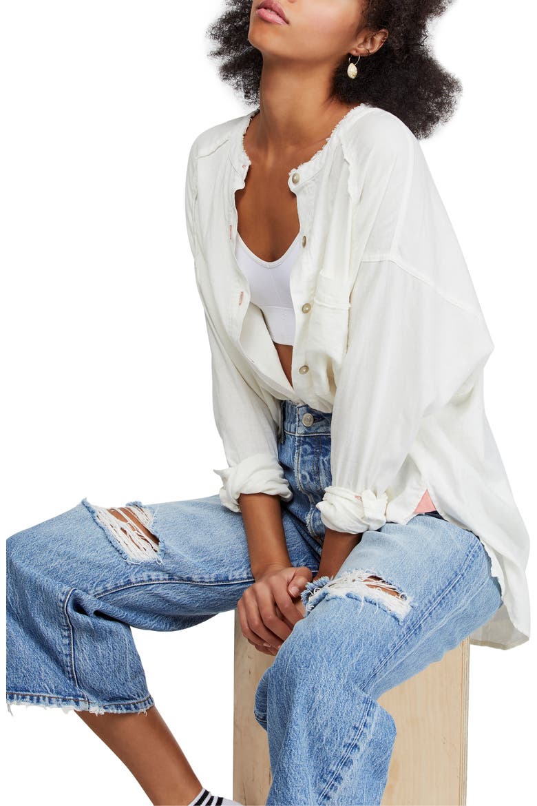 Keep it Simple Button Blouse, Alternate, color, WHITE