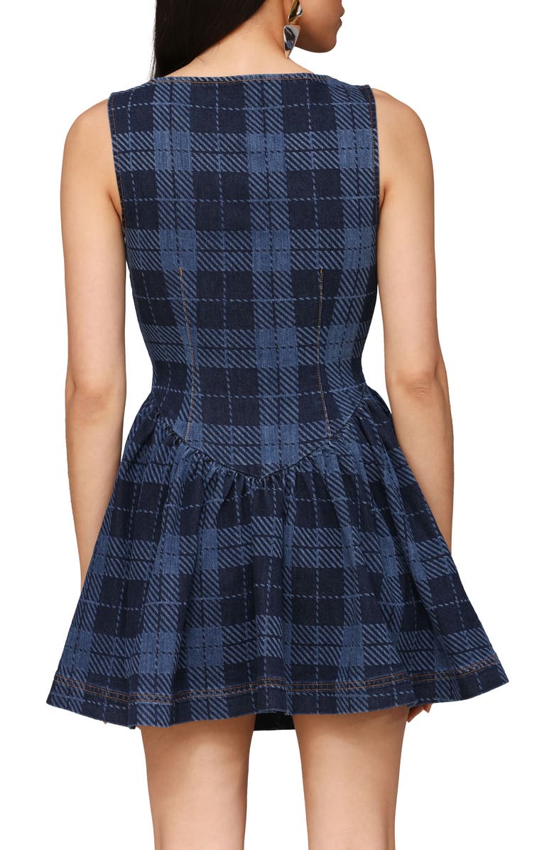 Avec Les Filles Plaid Half Zip Drop Waist Minidress, Alternate, color,