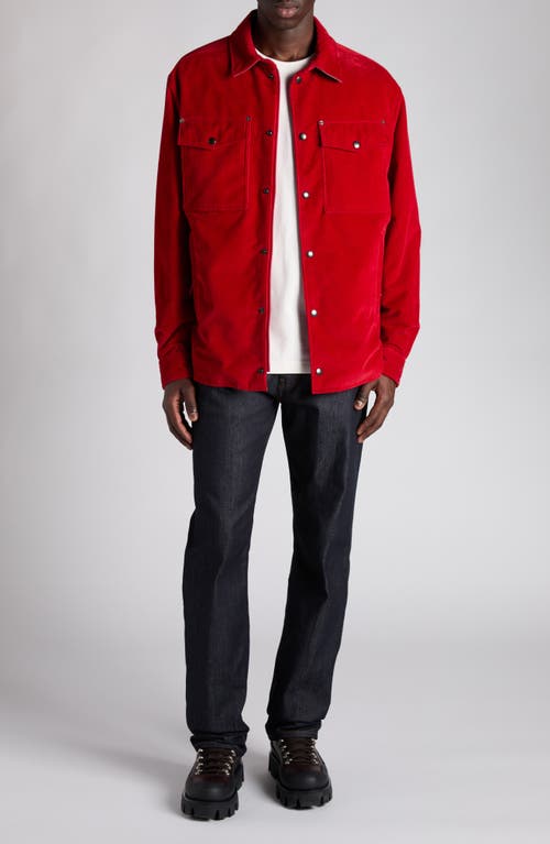 Moncler Ambroisie Corduroy Down Shirt Jacket In Red