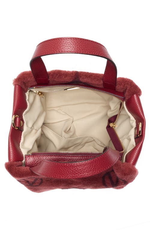 Valentino By Mario Valentino Genuine Shearling Tote Bag In Brown
