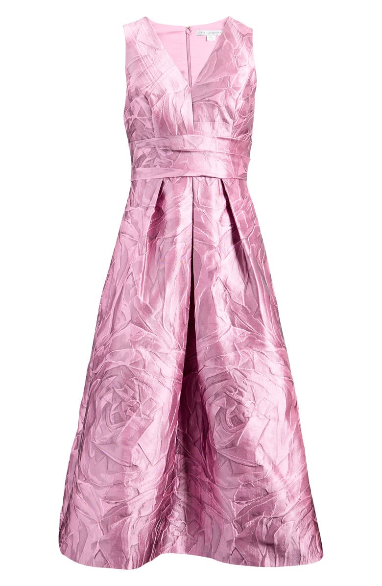 Kay Unger Odetta Floral Jacquard Sleeveless A-Line Cocktail Dress, Alternate, color, Heather Rose