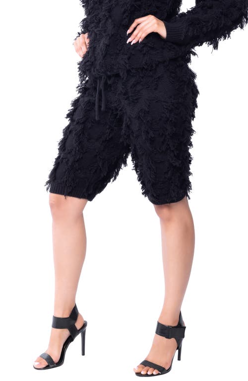 Dai Moda Fusion Wool & Cotton Sweater Shorts In Black