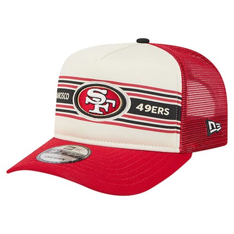 Men
s New Era  Cream/Scarlet San Francisco 49ers Banner A-Frame 9FIFTY Trucker Snapback Hat