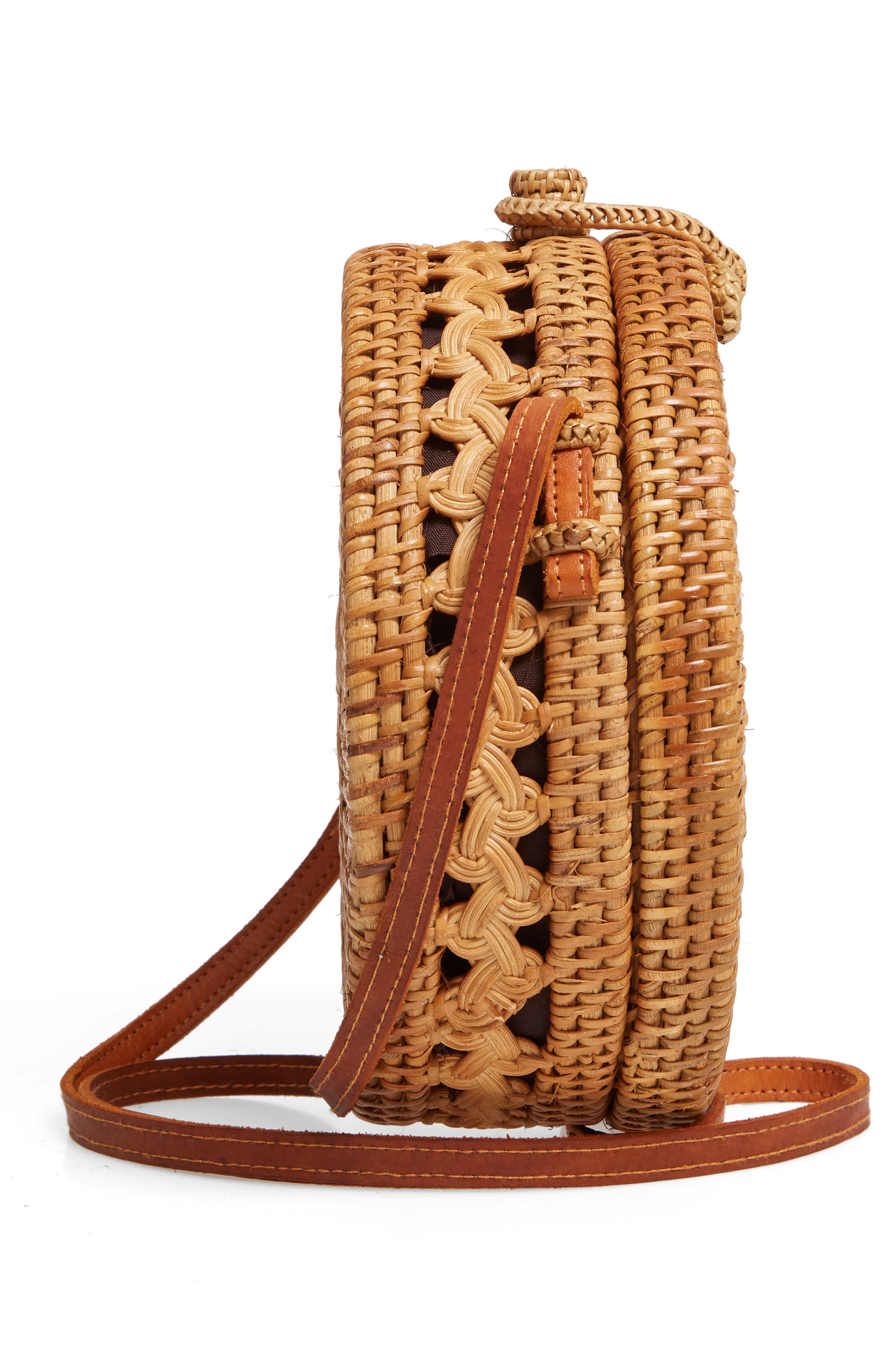 Woven Rattan Circle Crossbody Bag, Alternate, color, TAN/ TAN